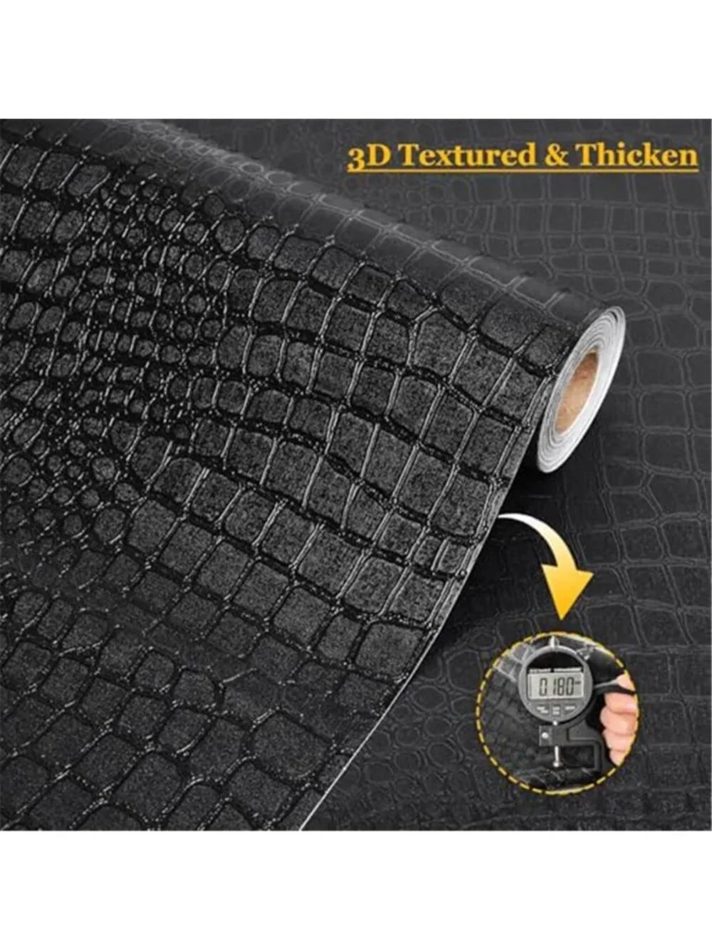 Black Crocodile Peel And Stick Wallpaper Textured Faux Leather Contact Paper PVC